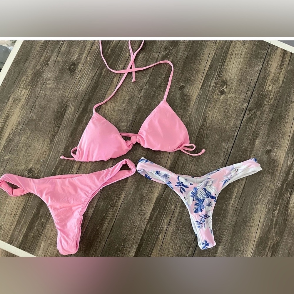 Pink 3 Piece Bikini Set